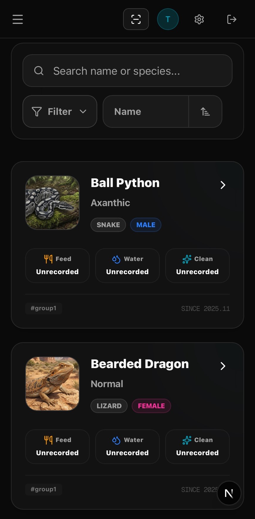 Draconix Home Screen